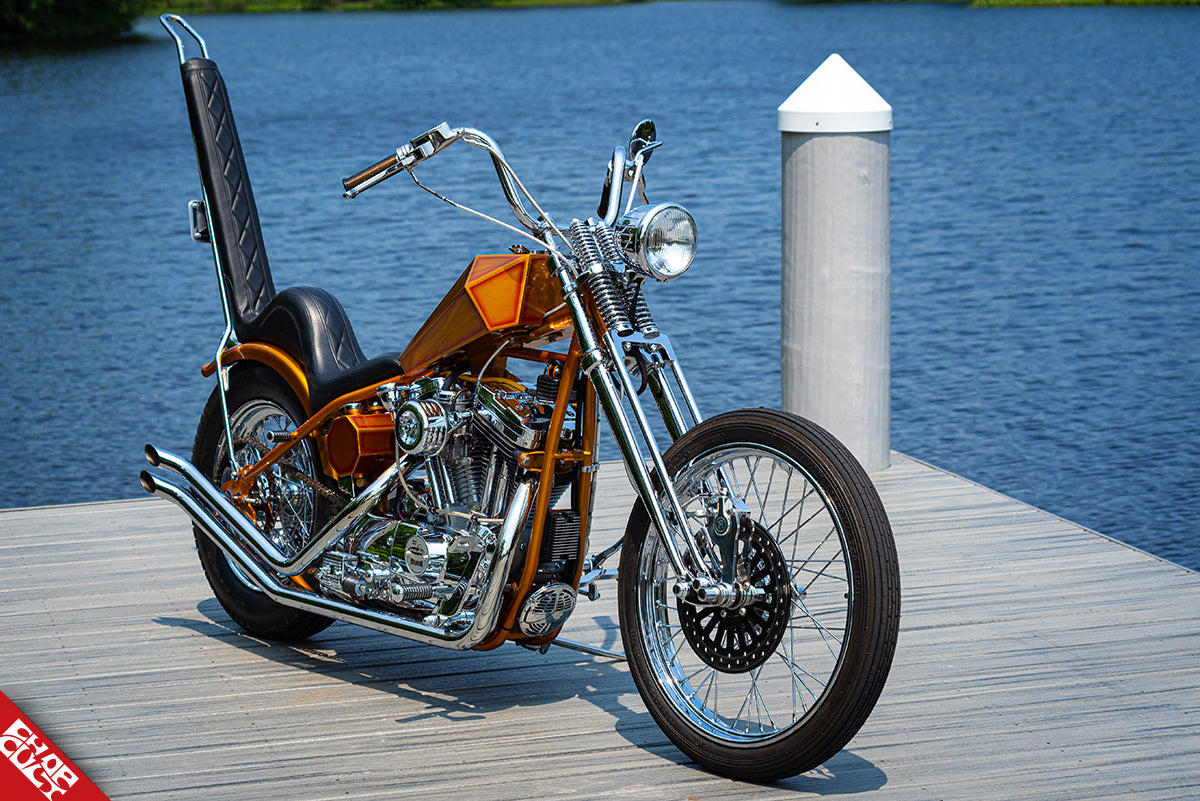 Orange motorcycle a side