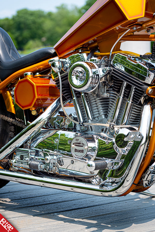Orange motorcycle engine