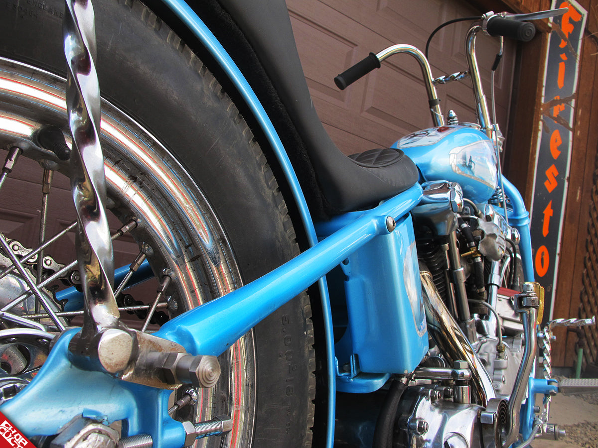 Blue motorcycle frame