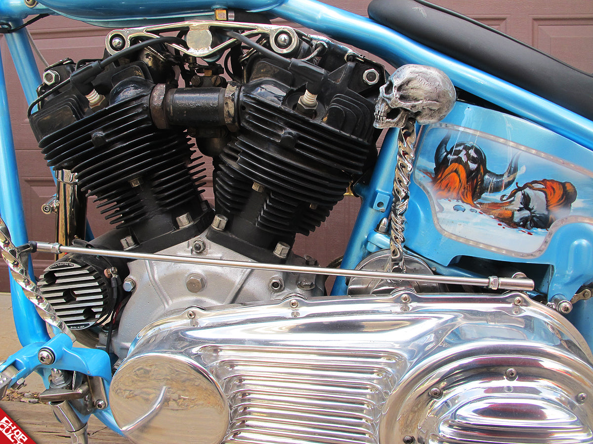 Blue motorcycle engine