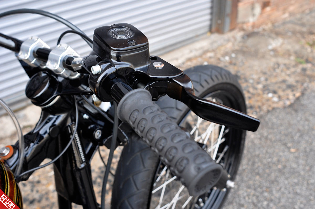 Black motorcycle handlebars