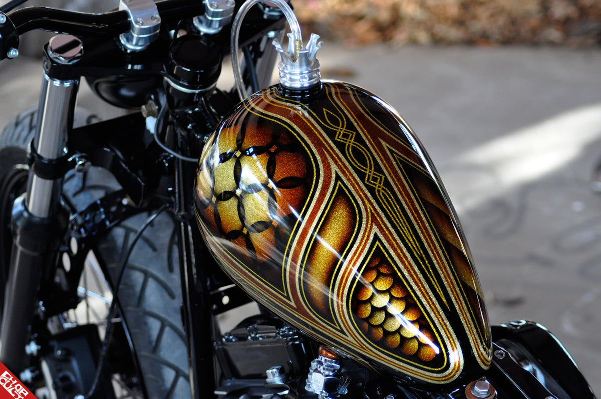 Black motorcycle gas tank
