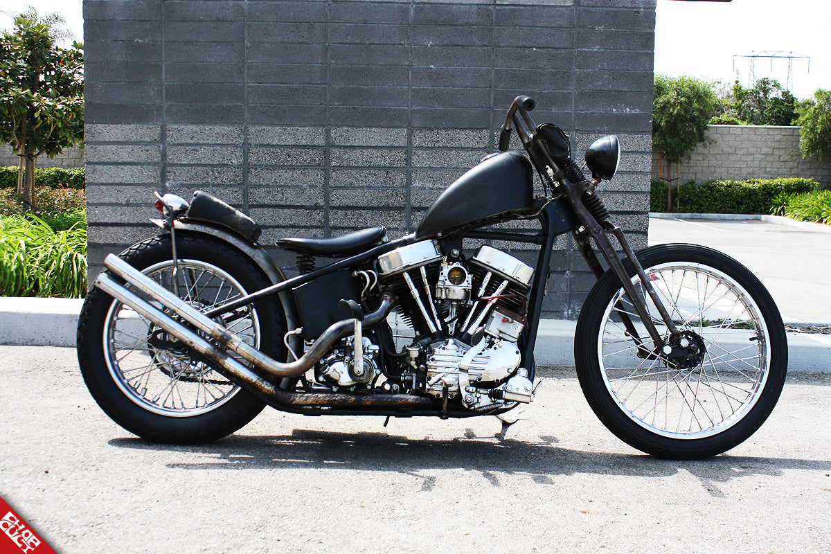 Custom panhead motorcycle a side