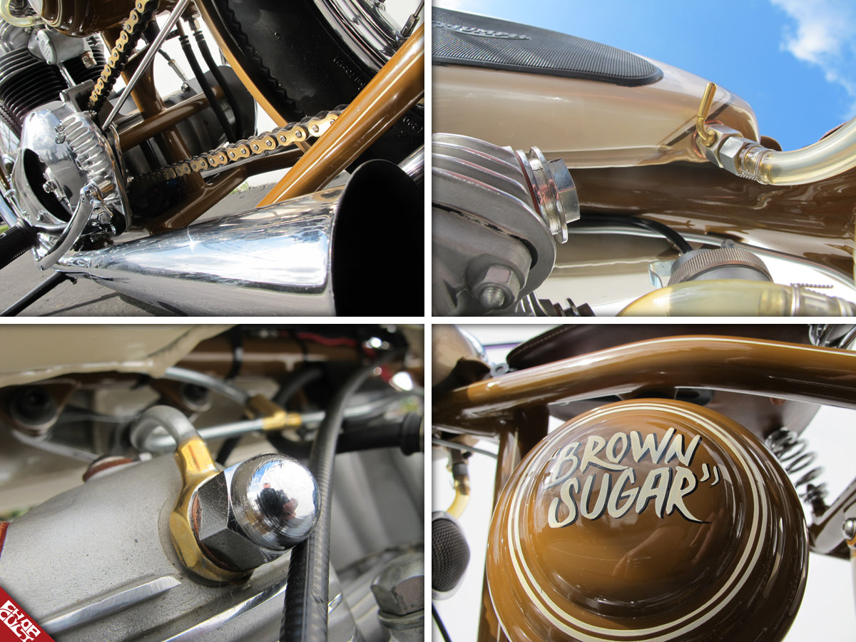 Custom Triumph motorcycle parts collage
