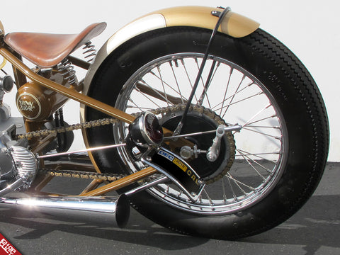Custom Triumph motorcycle rear tire