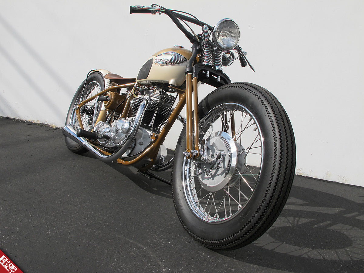 Custom Triumph motorcycle front tire