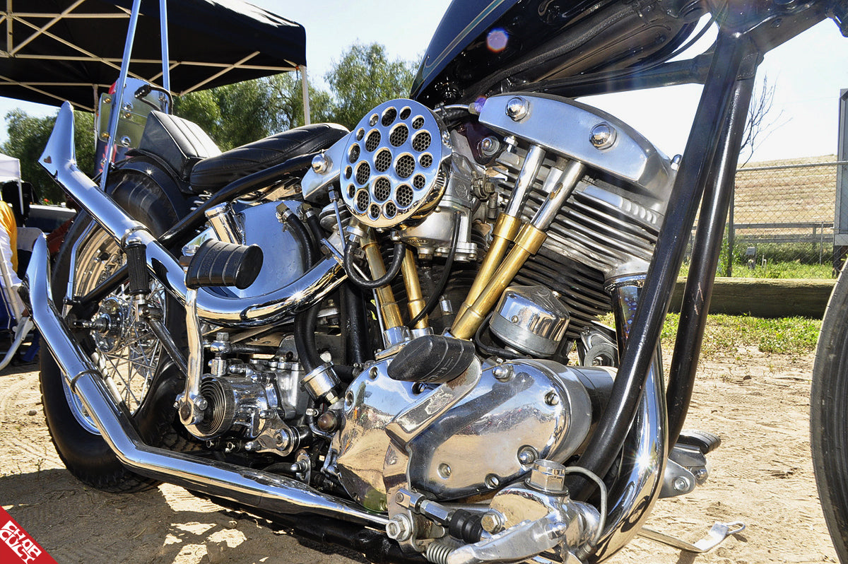Custom shovelhead motorcycle engine b side