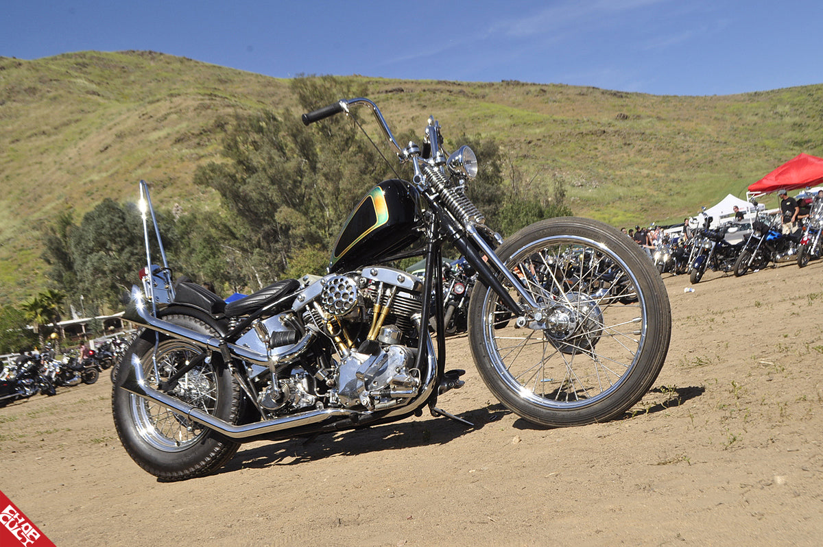 Custom shovelhead motorcycle a side