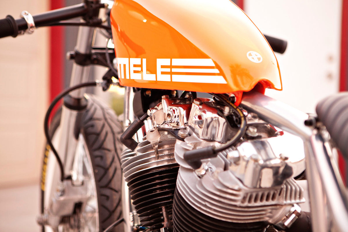 A close up of the bike's engine