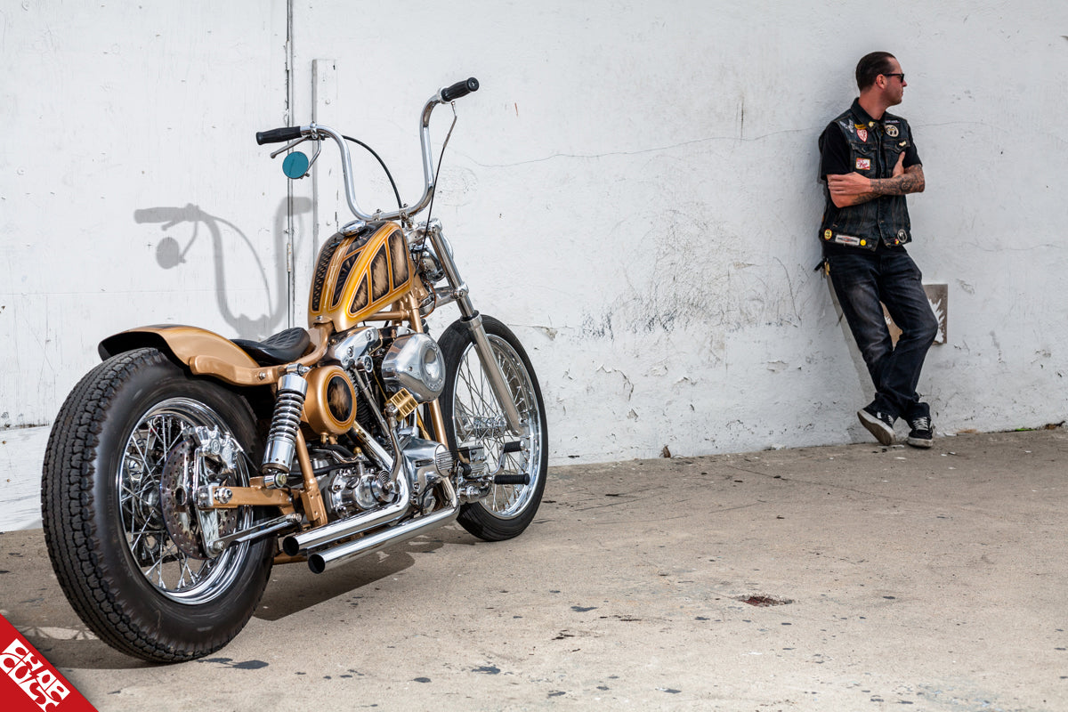 A photo of Chris and his bike
