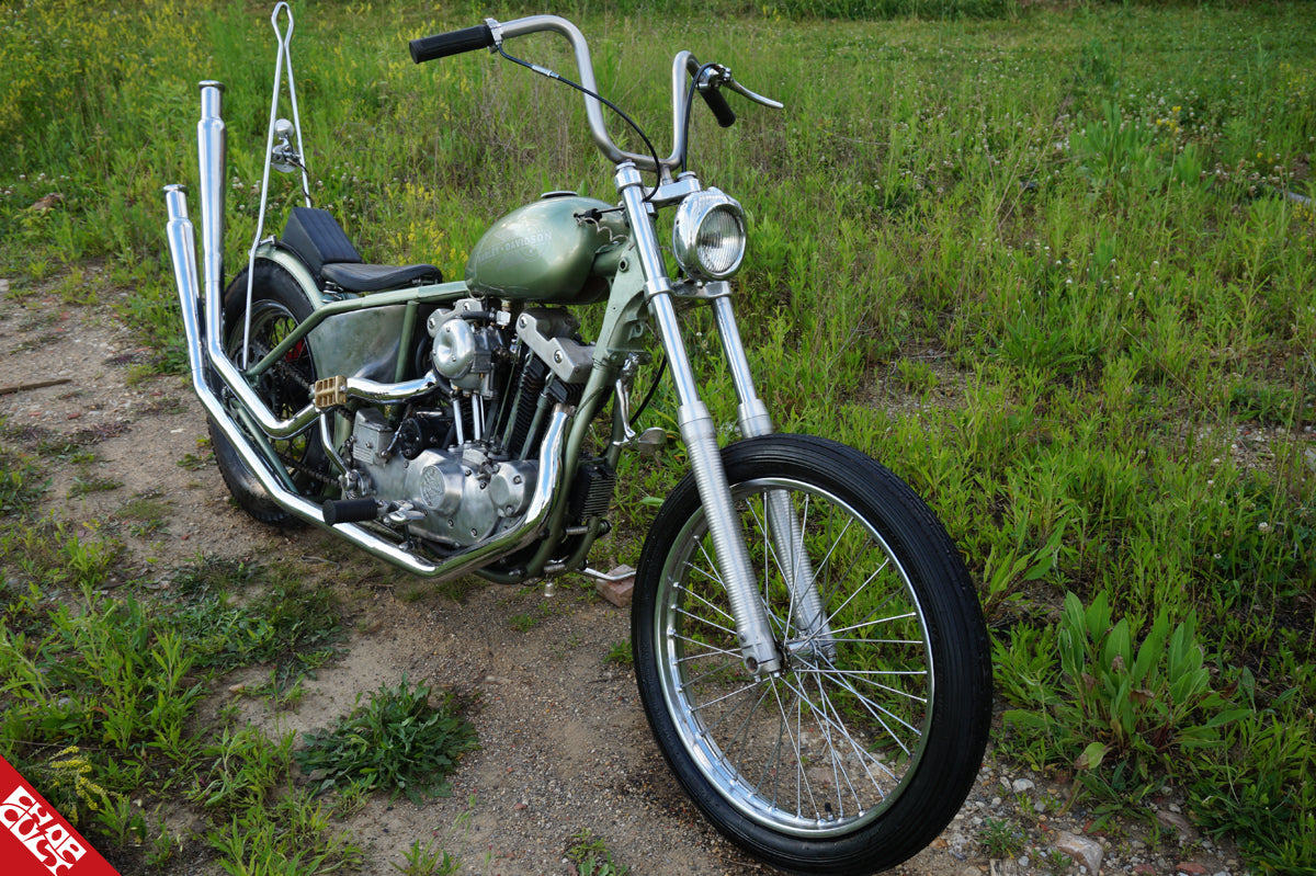 Ironhead motorcycle a side front angle