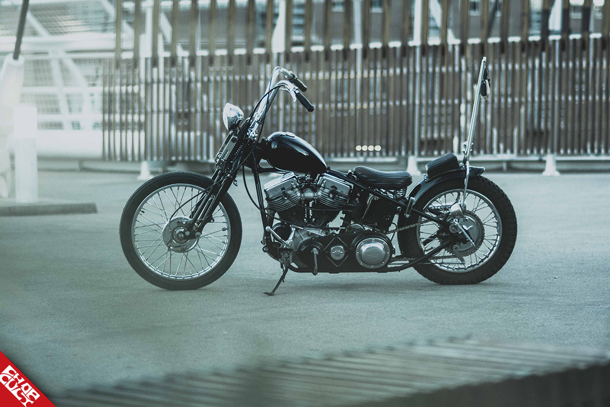 Panhead motorcycle b side zoomed out