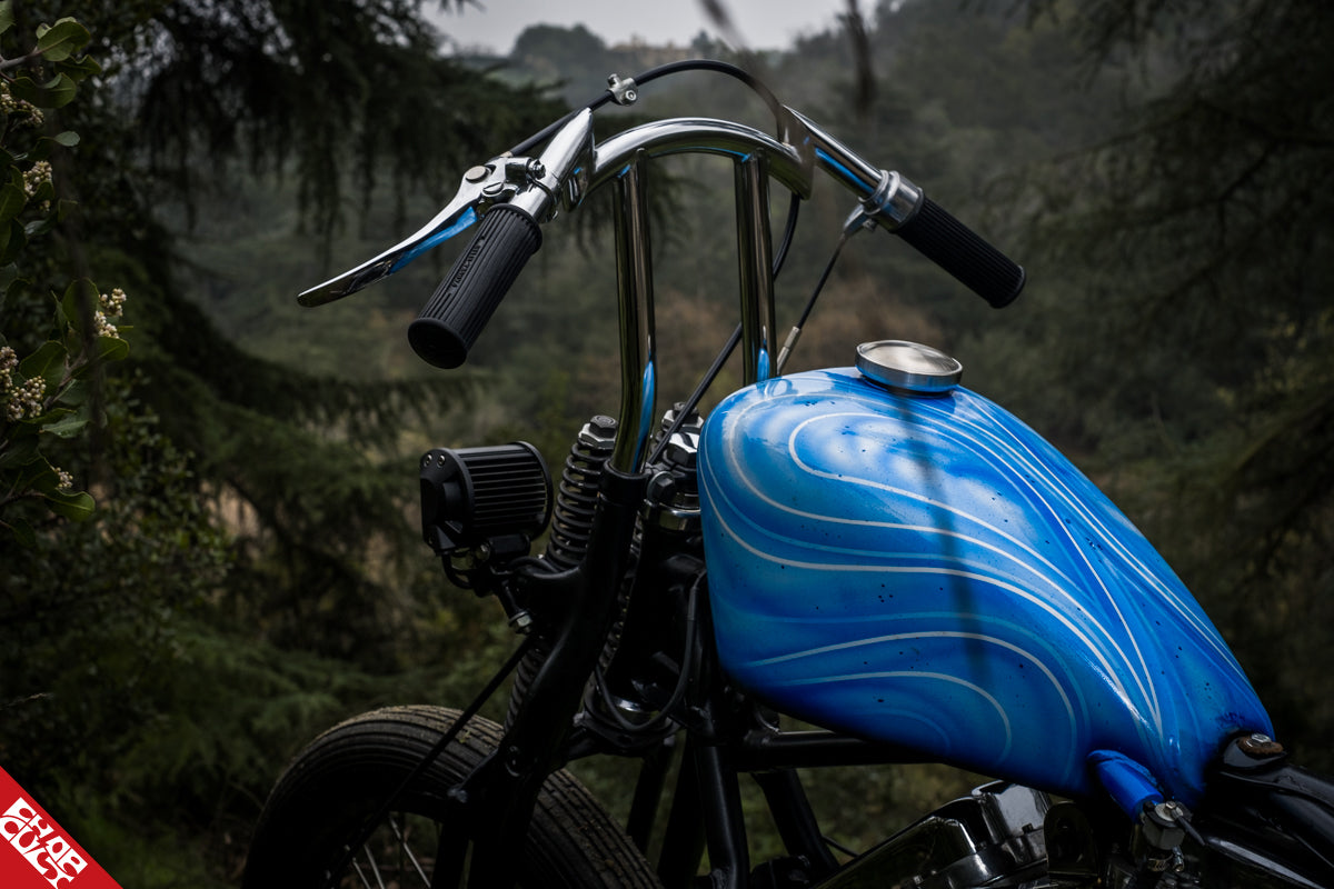 Panhead motorcycle handlebars and gas tank