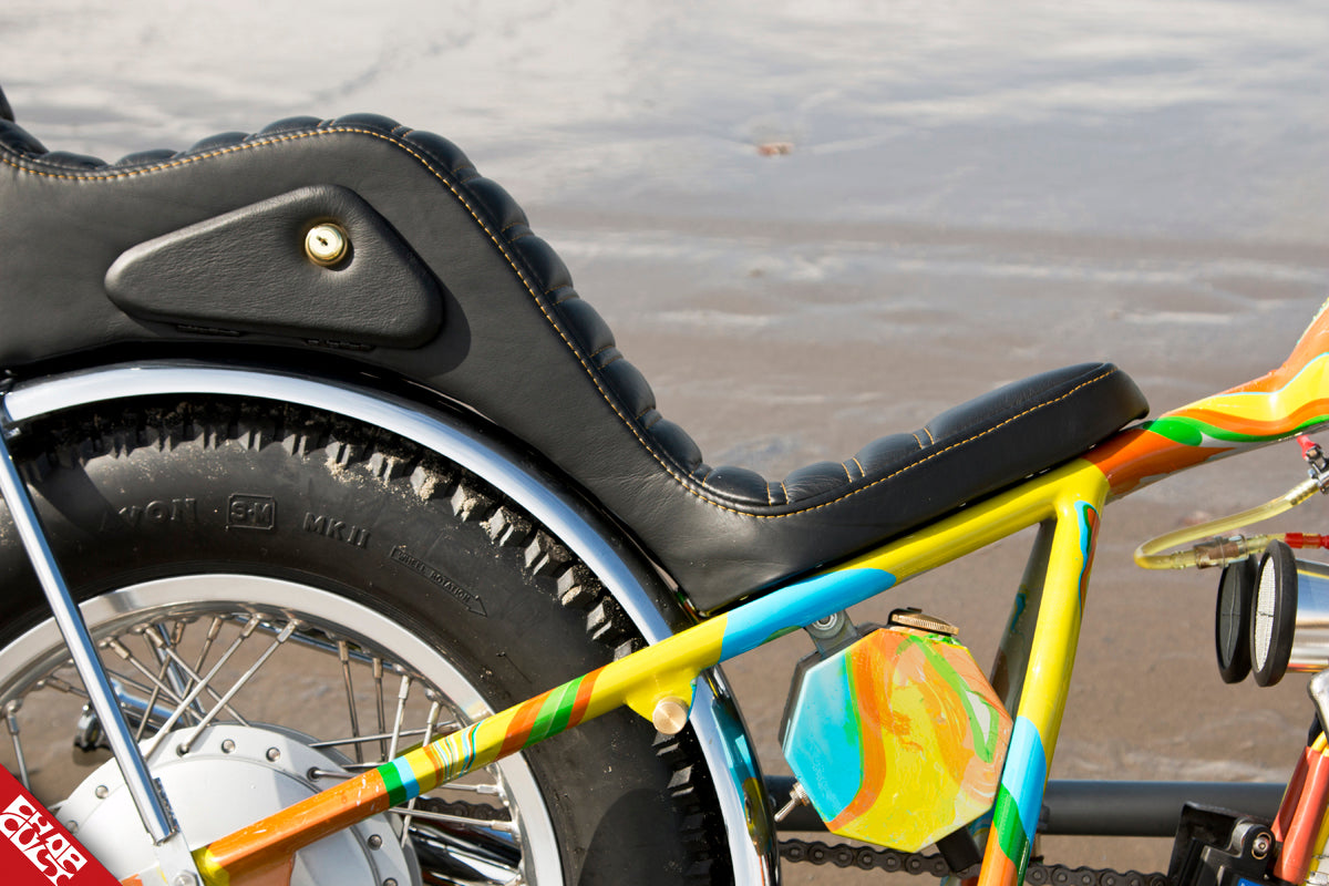 A close up of the bike's seat