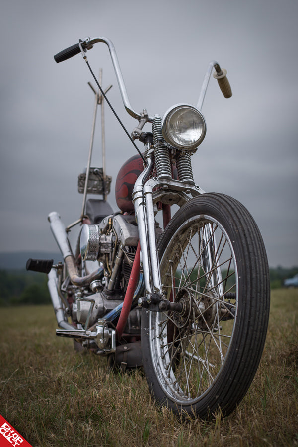 Shovelhead motorcycle front angle