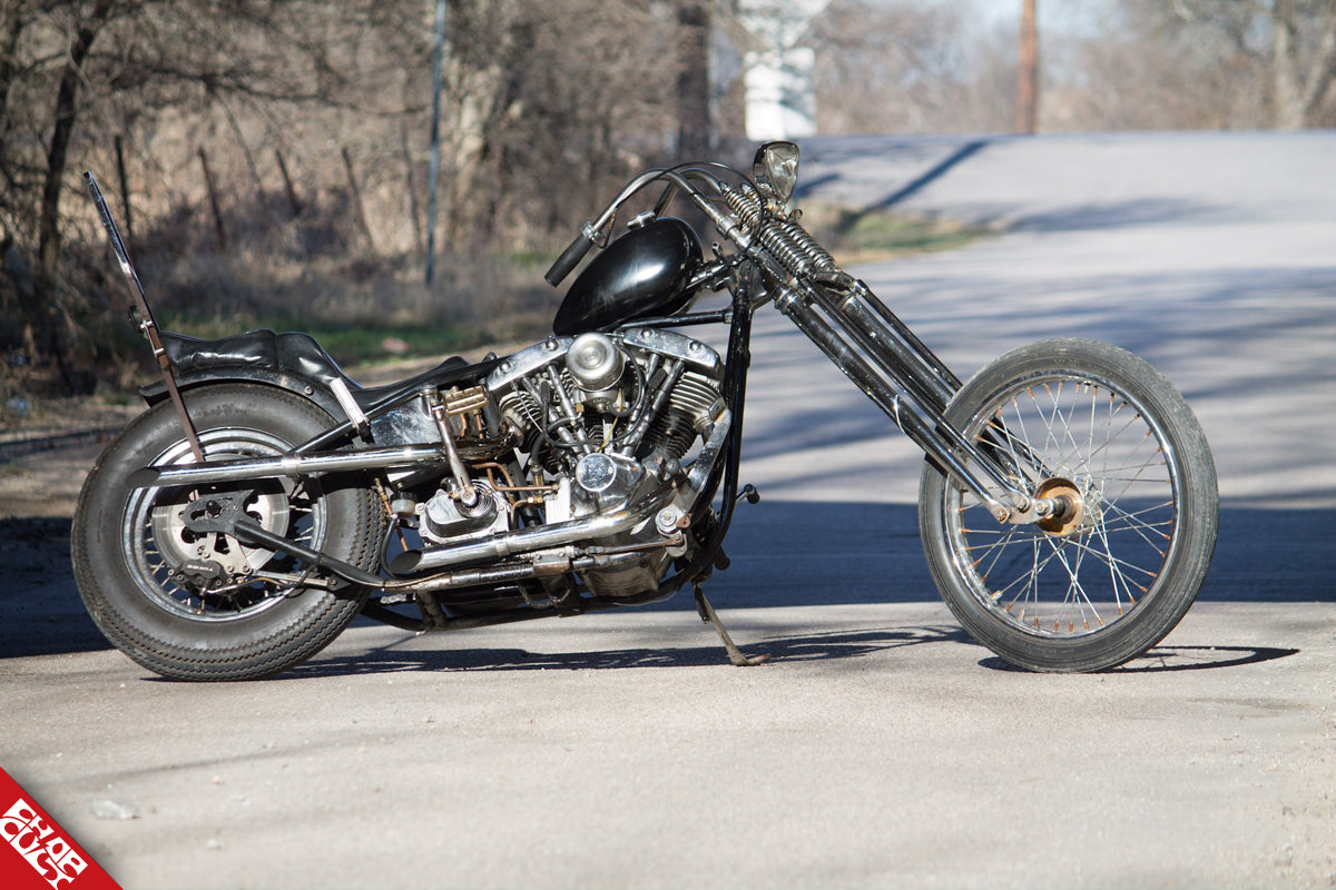 Custom shovelhead motorcycle a side