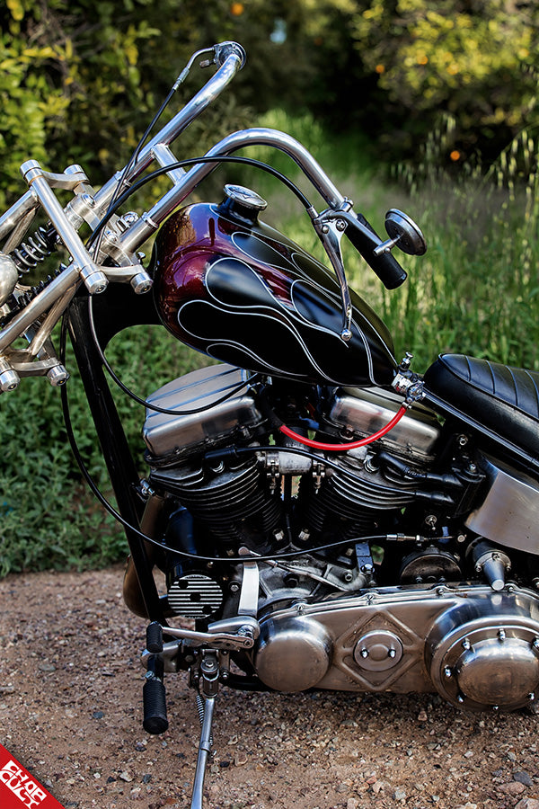 Panhead motorcycle gas tank b side