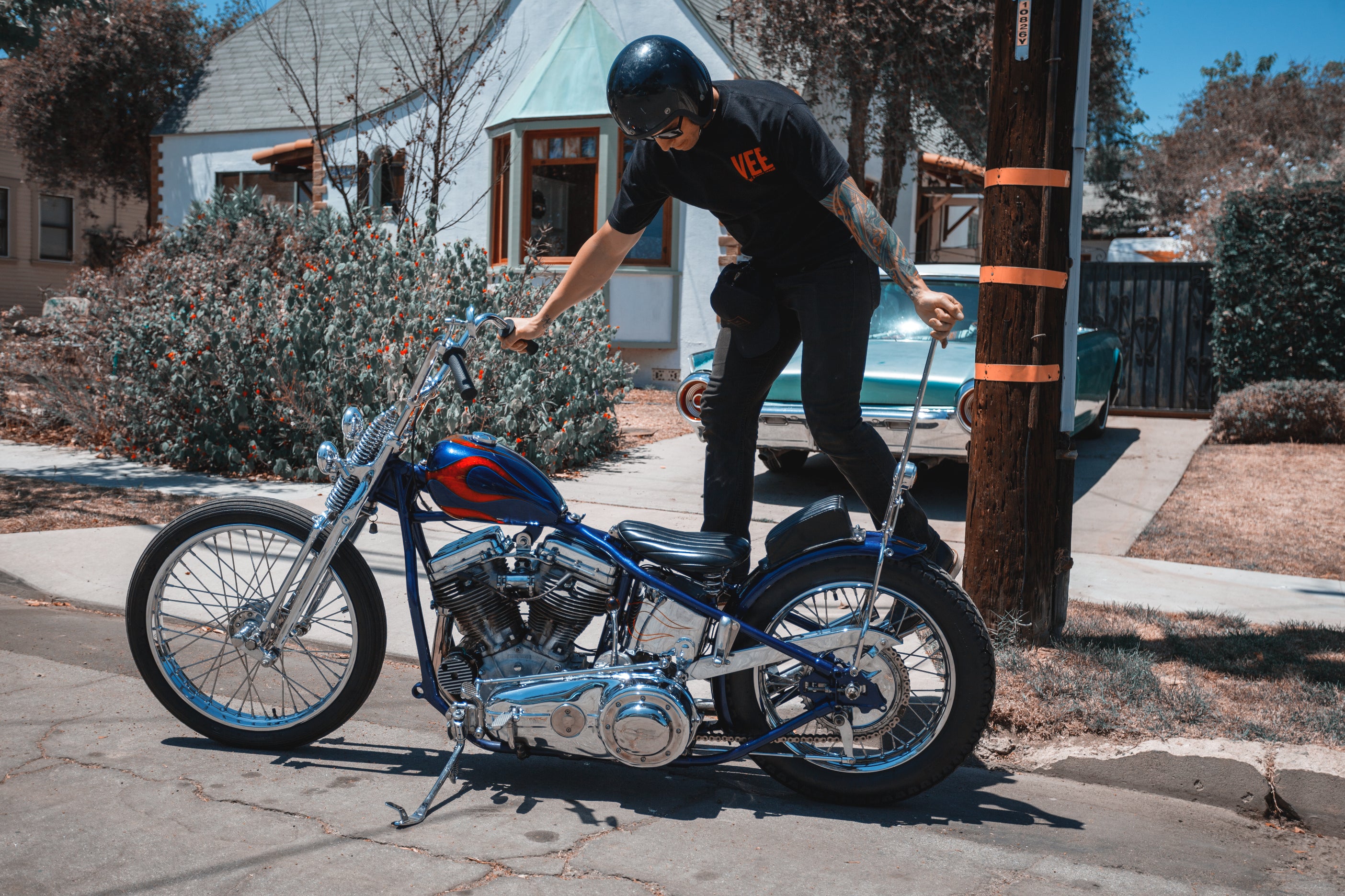 Jon with panhead motorcycle