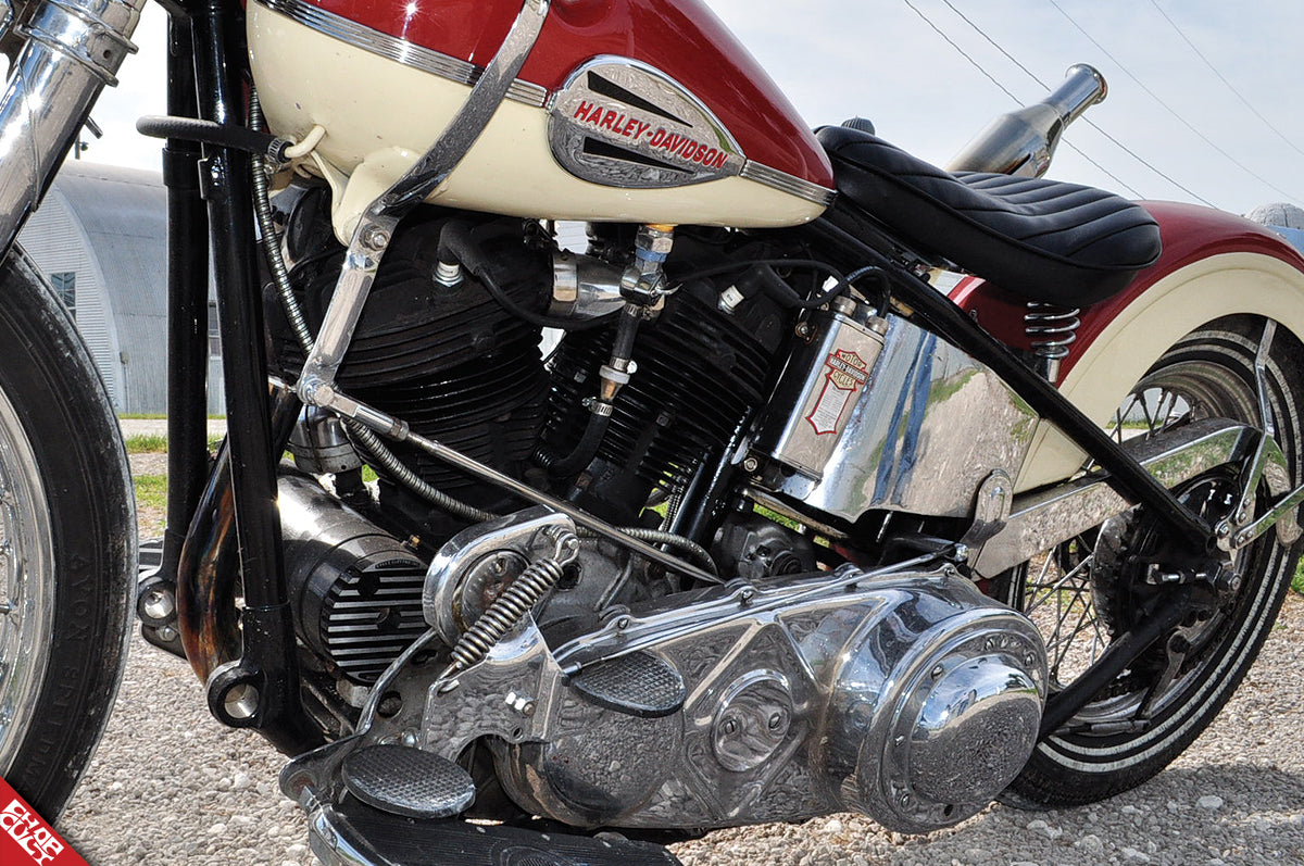 A close up of the bike's left side