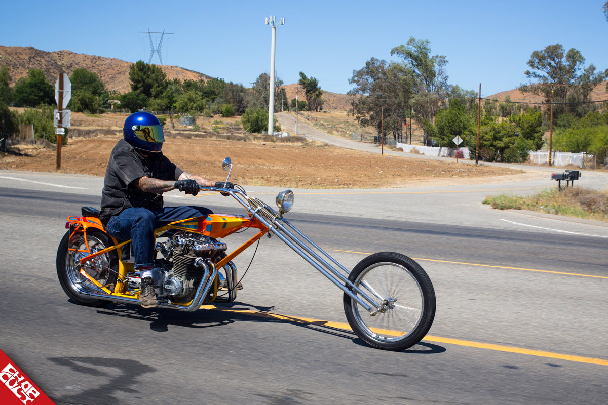 Man with Kawasaki motorcycle