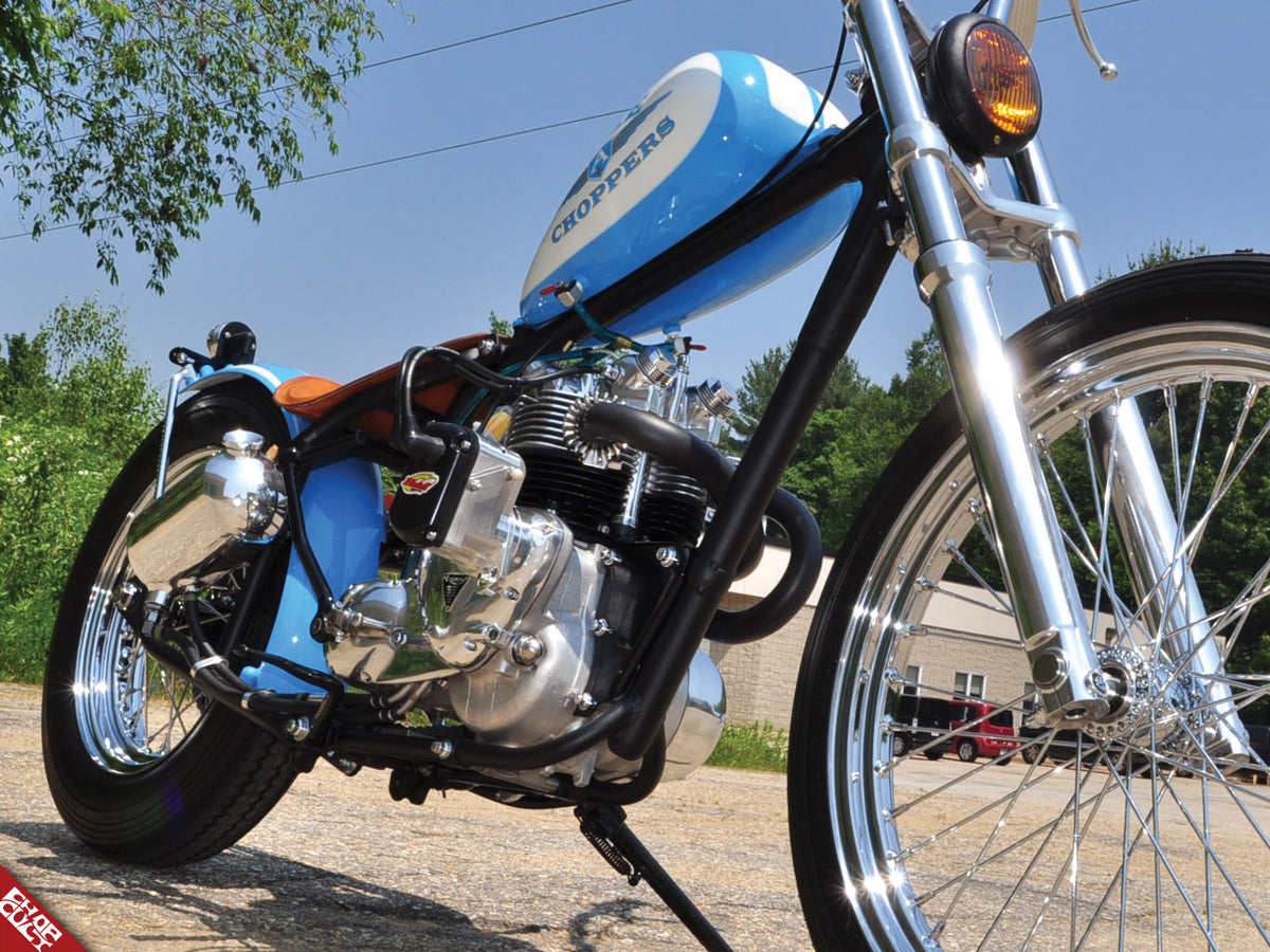 A detailed close up of the bike's right side