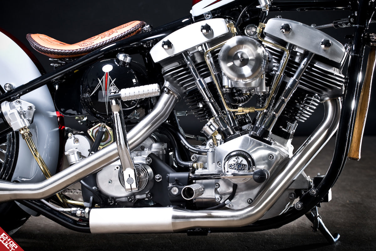 Custom Haley Davidson motorcycle engine a side